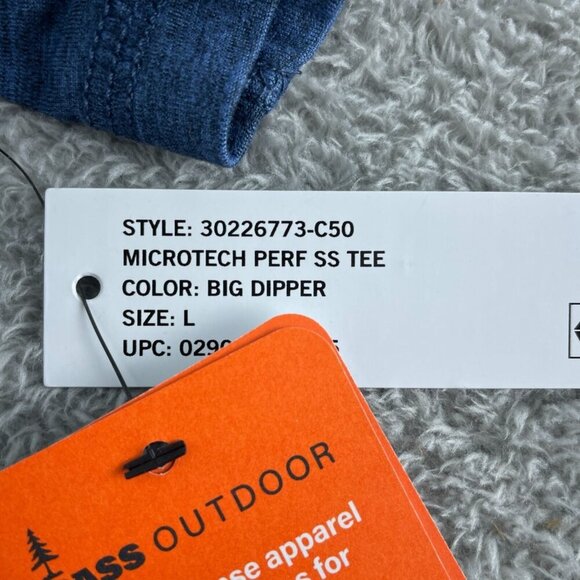 Bass Outdoor Microtech Perf SS Tee Big Dipper Blue L NWT 1692 - Picture 5 of 11